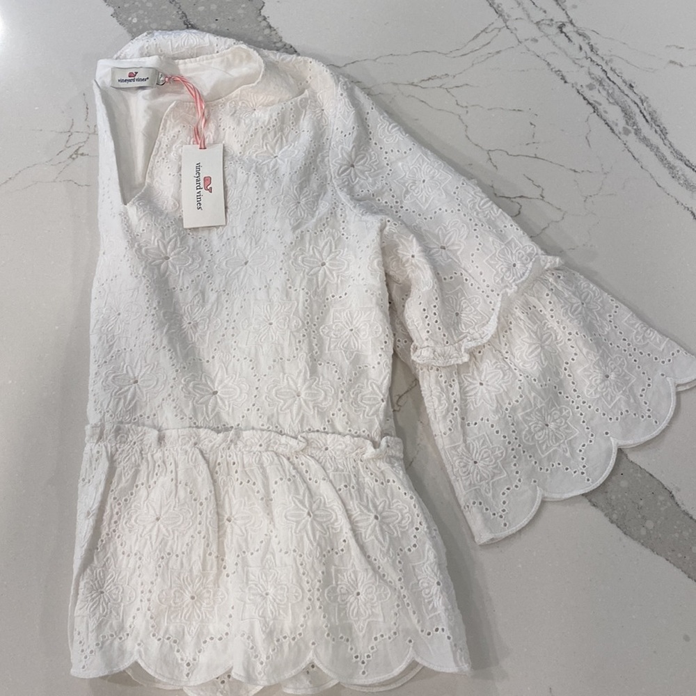 White Eyelet tiered top